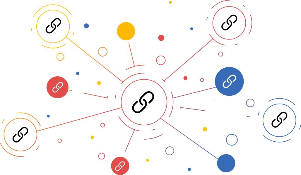 colorful link building icon connection