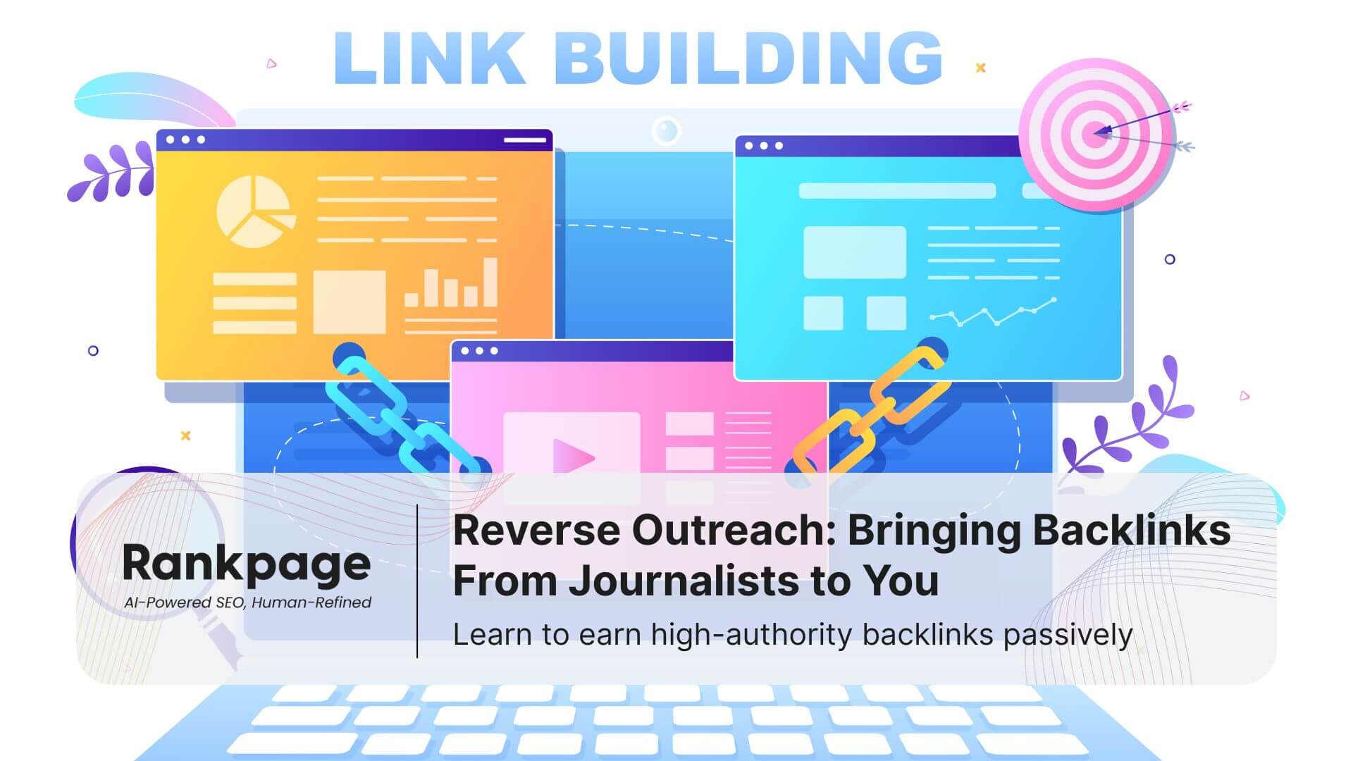 Seo link building as search engine optimization, marketing and digital for home page development or mobile applications vector illustration
