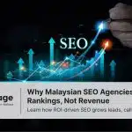 A marketer holds a pen pointing to a graph and shows seo concepts ROI