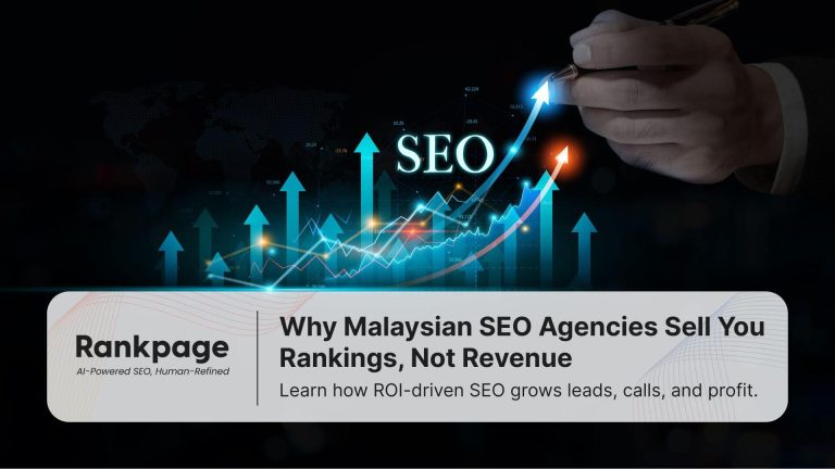 A marketer holds a pen pointing to a graph and shows seo concepts ROI
