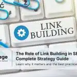 Paper clip in light blur on key board with word link bulding, the role of link building in seo: a complete strategy guide by Rankpage