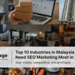 Collage of Malaysian industries like healthcare, e-commerce, and real estate representing top sectors needing SEO in 2025.