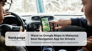Driver comparing routes on smartphone using Waze and Google Maps for navigation in Malaysia