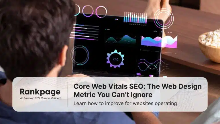 Man analysing website performance metrics on laptop, illustrating Core Web Vitals importance for SEO and web design optimisation.
