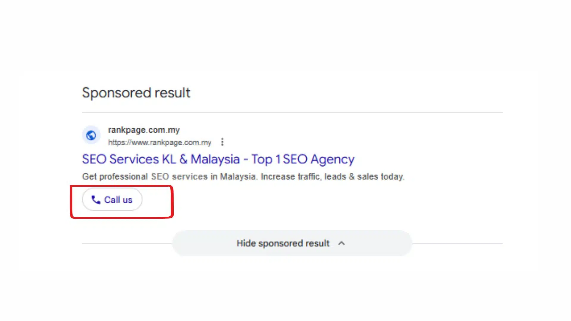 Call extension of google ads extension illustration image