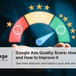 Hand holding a colorful satisfaction meter with sad, neutral, and happy faces representing Google Ads Quality Score, used for evaluating ad performance relevance.
