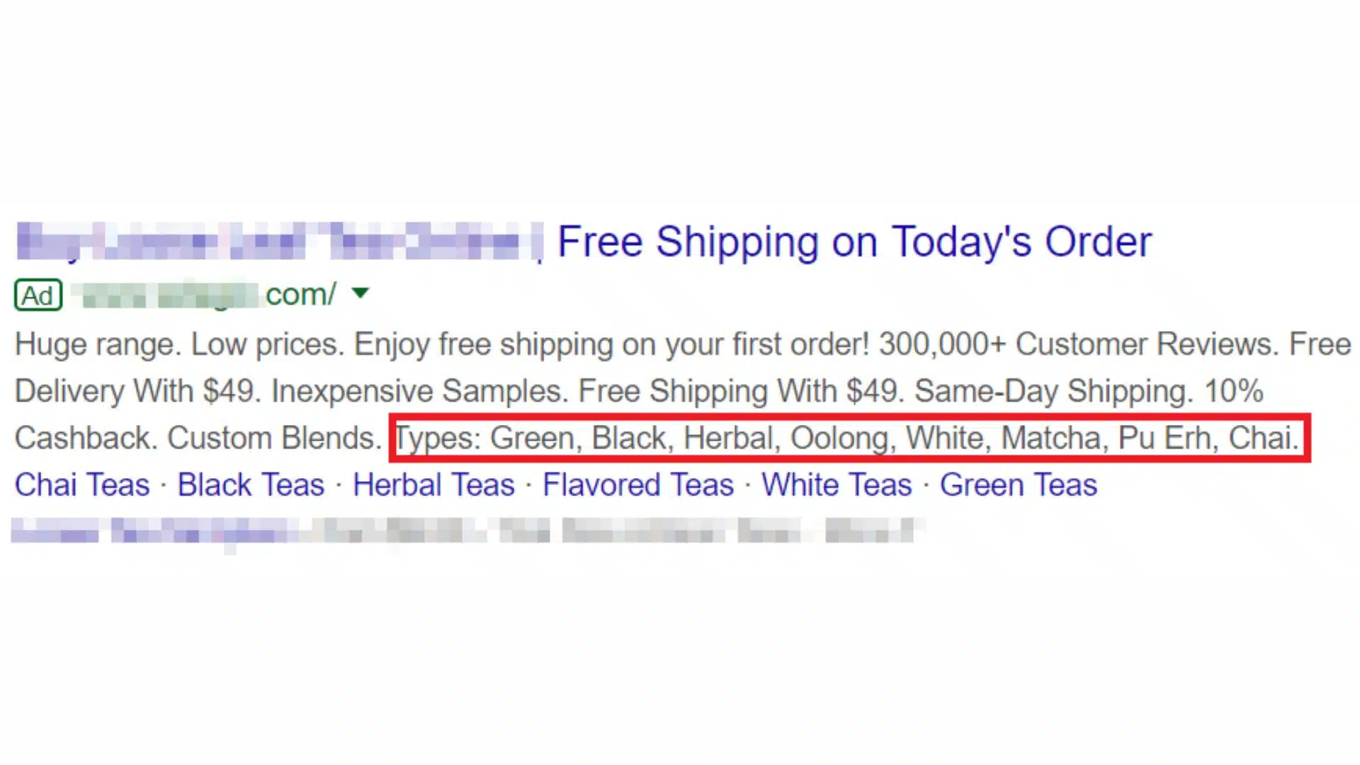 Structured Snippet Extensions in Google Ads Malaysia example