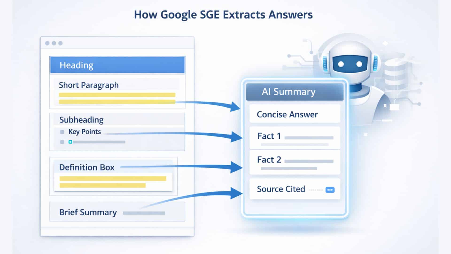 Help readers visualise that SGE does not read pages linearly, but extracts meaning in blocks.