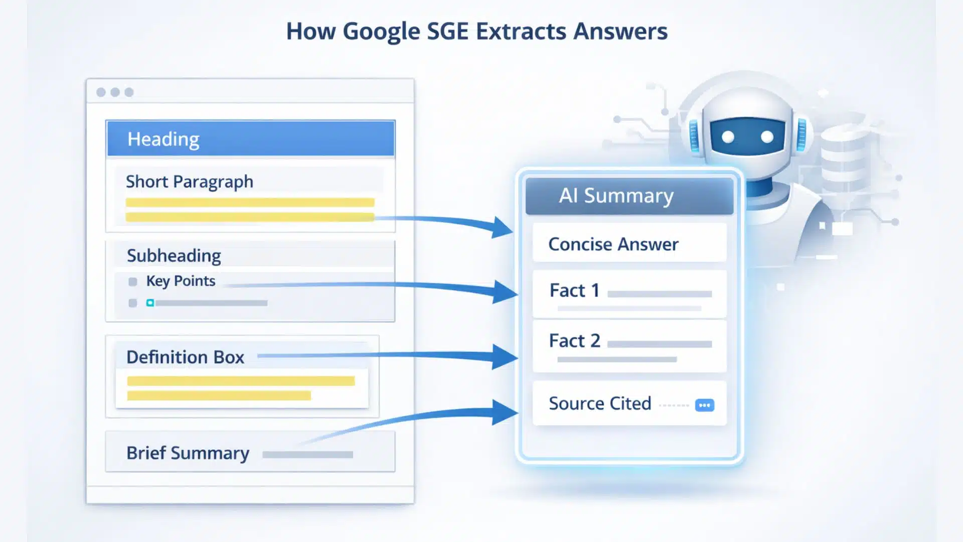 Help readers visualise that SGE does not read pages linearly, but extracts meaning in blocks.