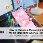 A person uses a phone that has symbols floating above it, symbolizing a social media marketing agency.