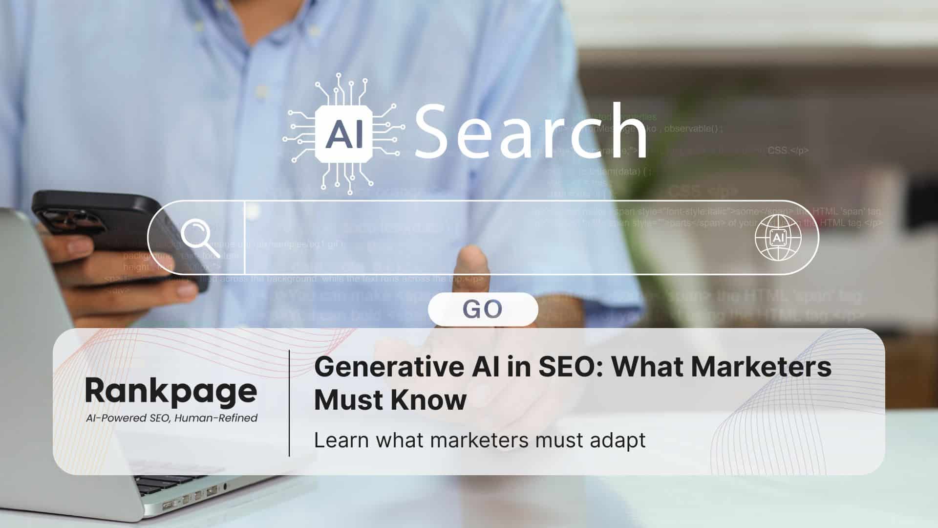 Business man searching online big data digital application generative artificial intelligence help work on the search and summarise it.
