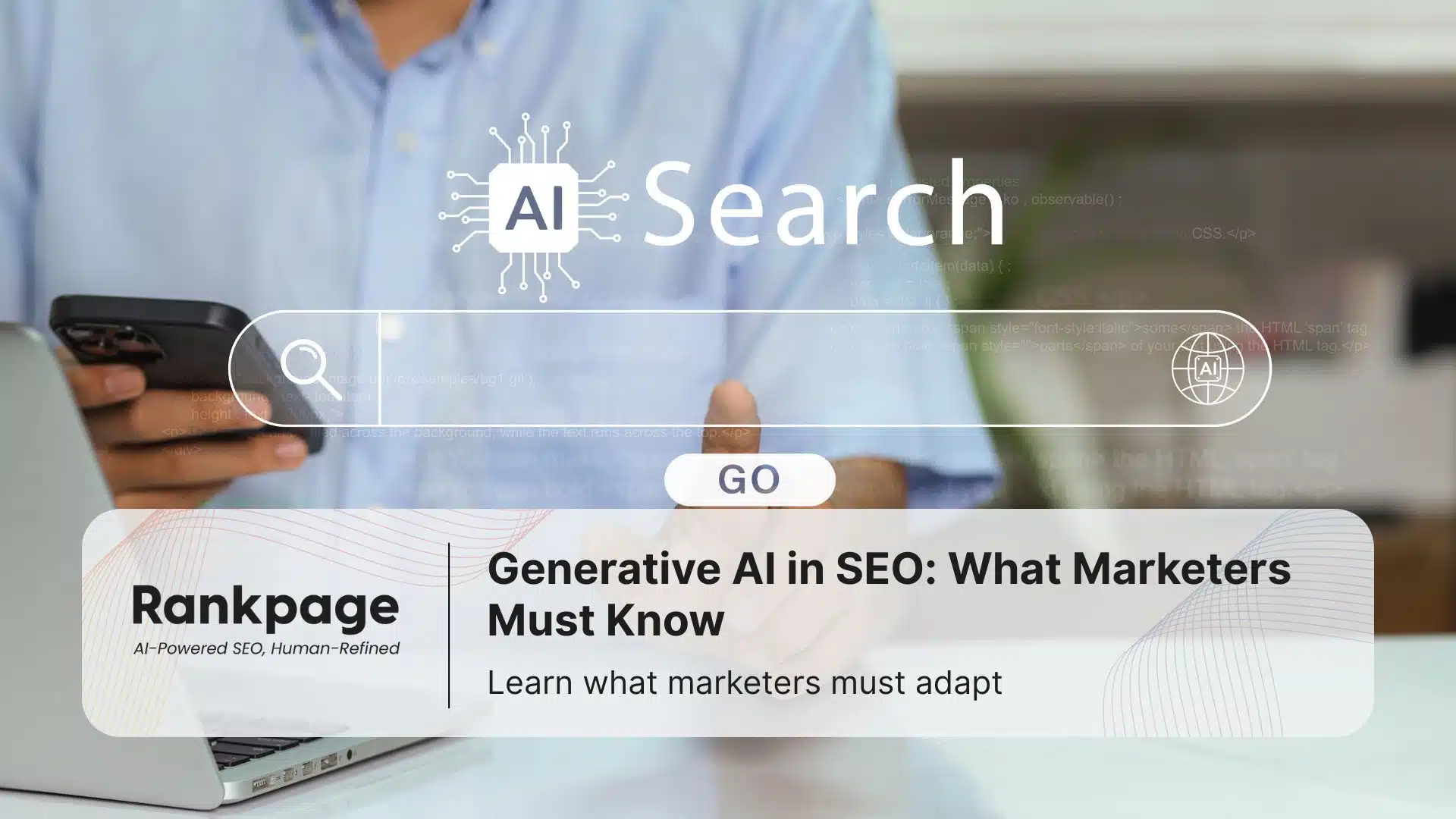 Business man searching online big data digital application generative artificial intelligence help work on the search and summarise it.
