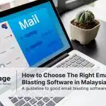 A photo of a webmail client on a laptop. Email blasting software is part of this client, and is useful for marketing.