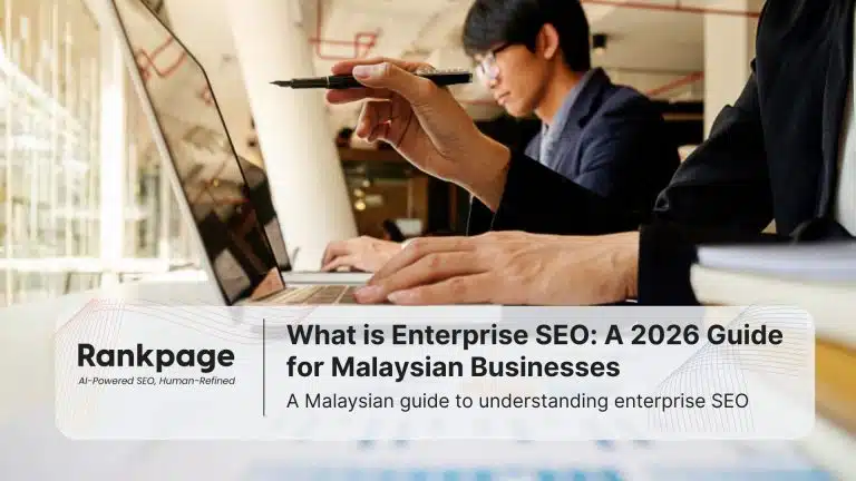 A photo of an office, with one worker conducting enterprise SEO.