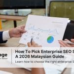 A group of businesspeople discuss their enterprise SEO plan.