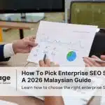 A group of businesspeople discuss their enterprise SEO plan.