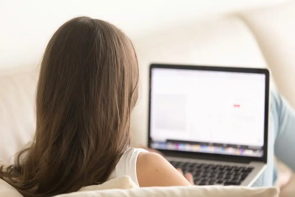 Lady using her laptop