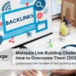 Photo of a PC screen with the word 'backlinks' on it, representing link building