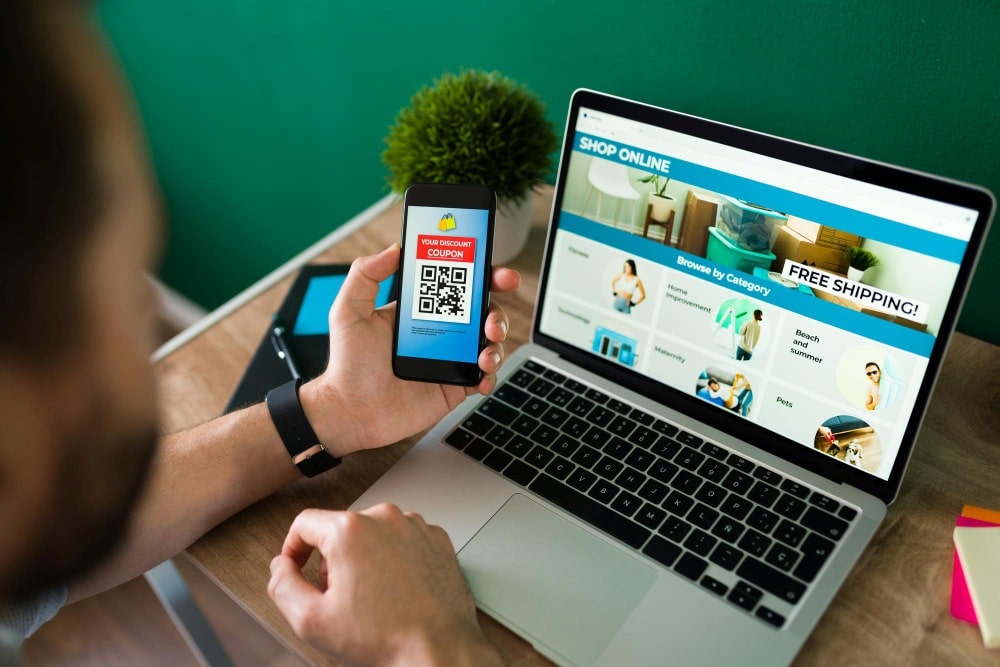 Man shopping online