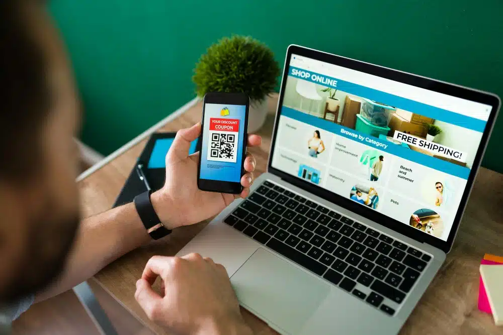 Man shopping online