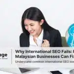A businesswoman sits at her desk with a globe of the world beside her, representing international SEO