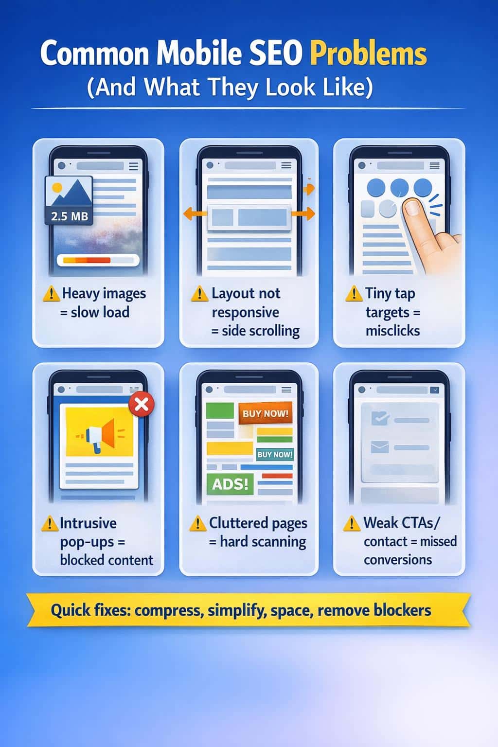 Infographic covering common mobile SEO issues