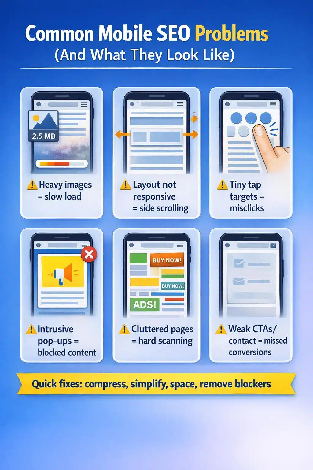 Infographic covering common mobile SEO issues