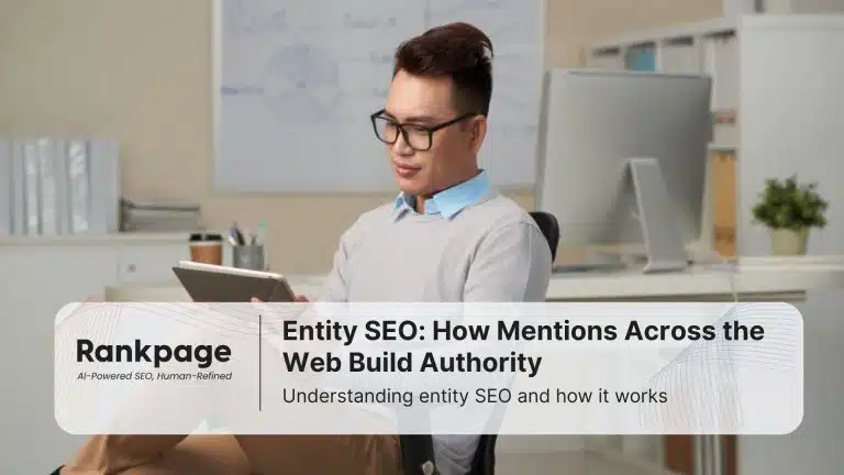 Photo of a businessman looking at his tablet trying to understand entity SEO