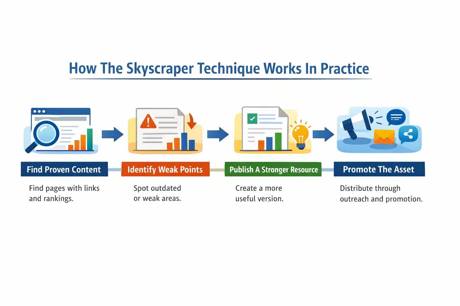 Infograpghic summarizing how skyscraper works in practice