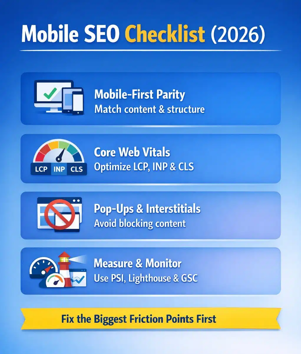 Mobile SEO checklist infographic