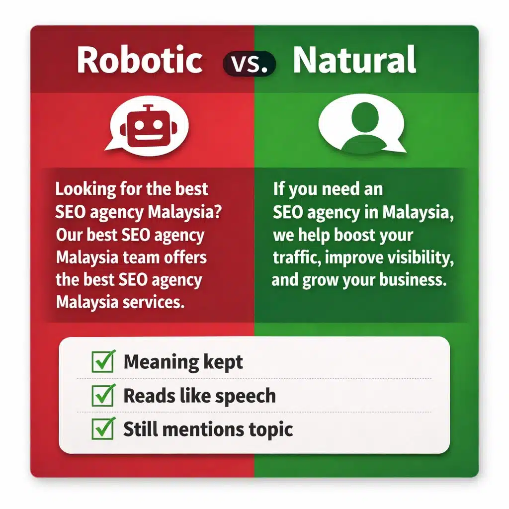 Infographic showing robotic vs natural content