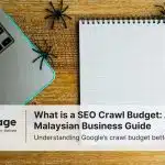 Photo of a laptop and notepad with spiders crawling over them, symbolizing crawl budget