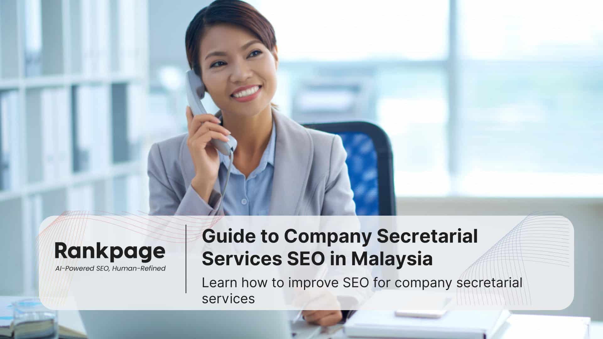 Photo of a secretary smiling as she speaks on the phone. This represents company secretarial services seo