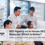 Photo of colleagues from a SEO agency discussing something.