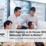 Photo of colleagues from a SEO agency discussing something.
