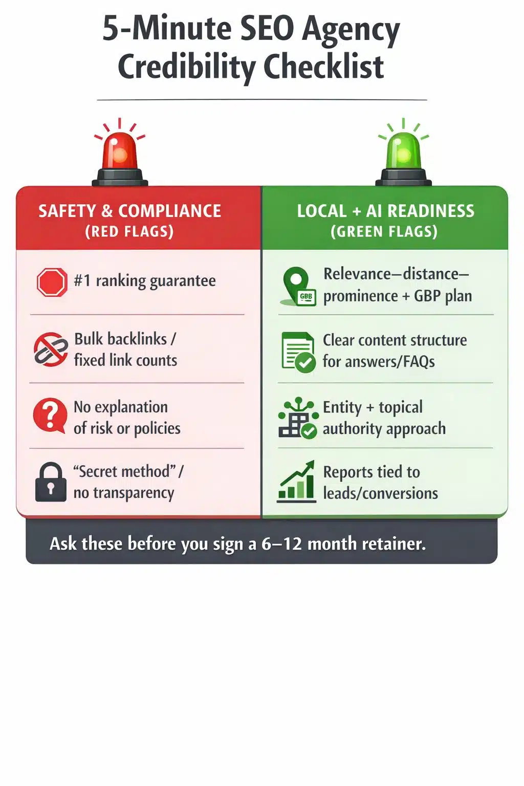 Infographic of a SEO credibility checklist