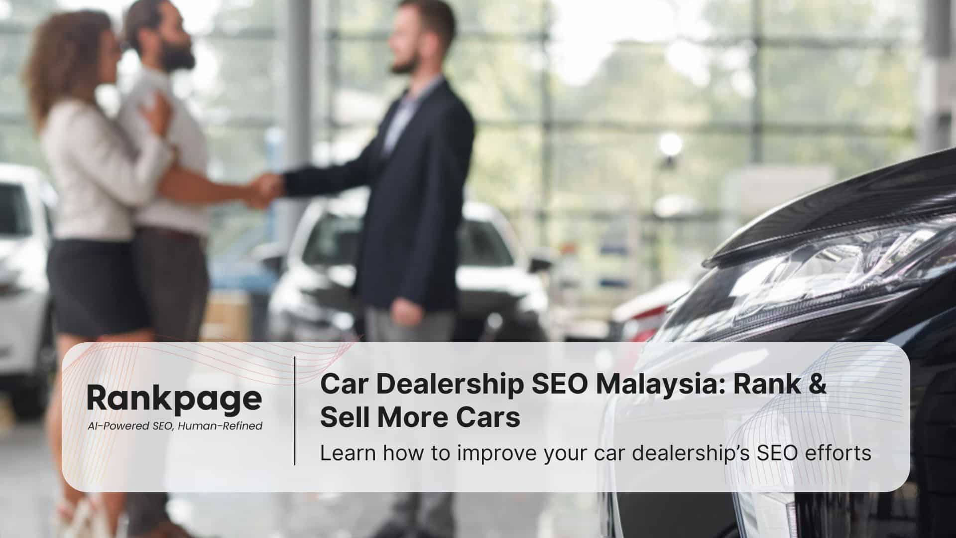 A car salesman shaking hands with customers in his car dealership
