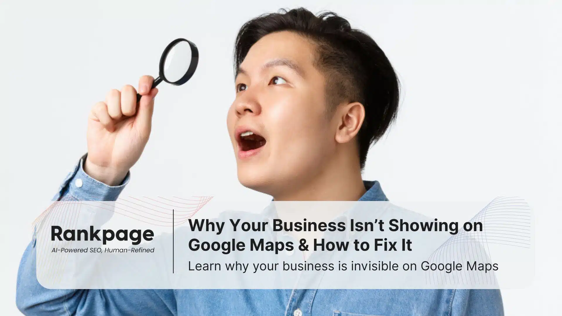 A man holding a magnifying glass and searching for something, symbolizing invisibility on Google Maps