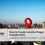 Photo of a Google map pin on a city, symbolizing location pages and local SEO