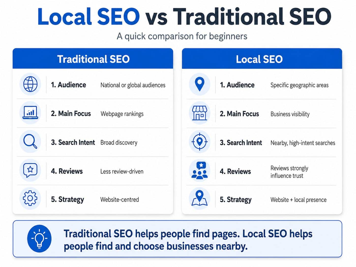 Local vs traditional SEO infographic
