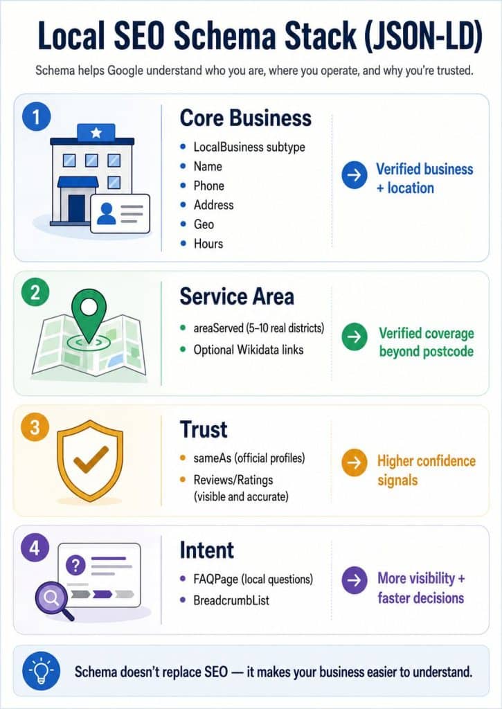 Infographic of an SEO schema stack