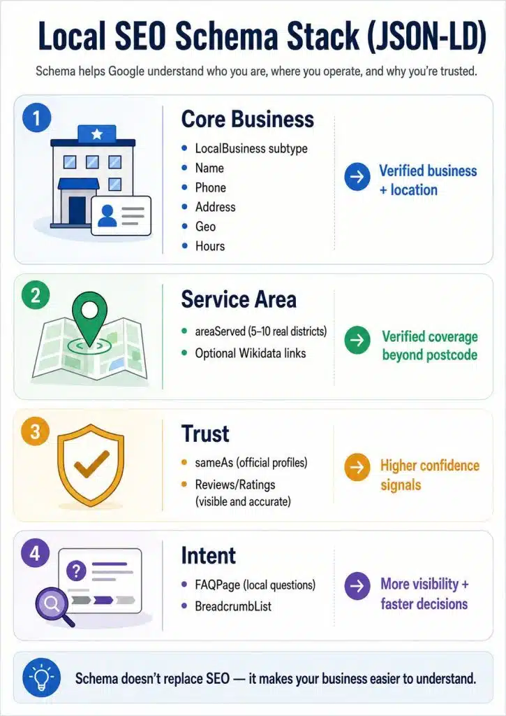 Infographic of an SEO schema stack