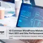 Photo of a PC with the word 'CMS' on the screen, representing Wordpress SEO