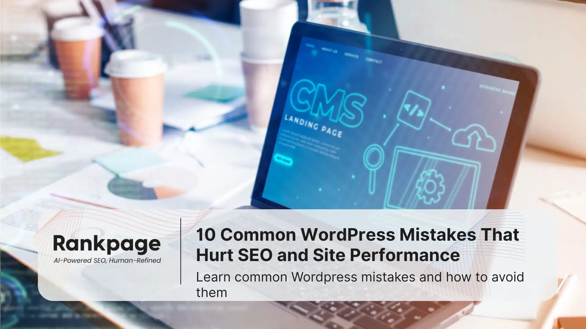 Photo of a PC with the word 'CMS' on the screen, representing Wordpress SEO