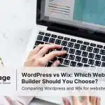 Photo of a person typing on a laptop, building a website. This symbolizes the debate of Wordpress vs Wix