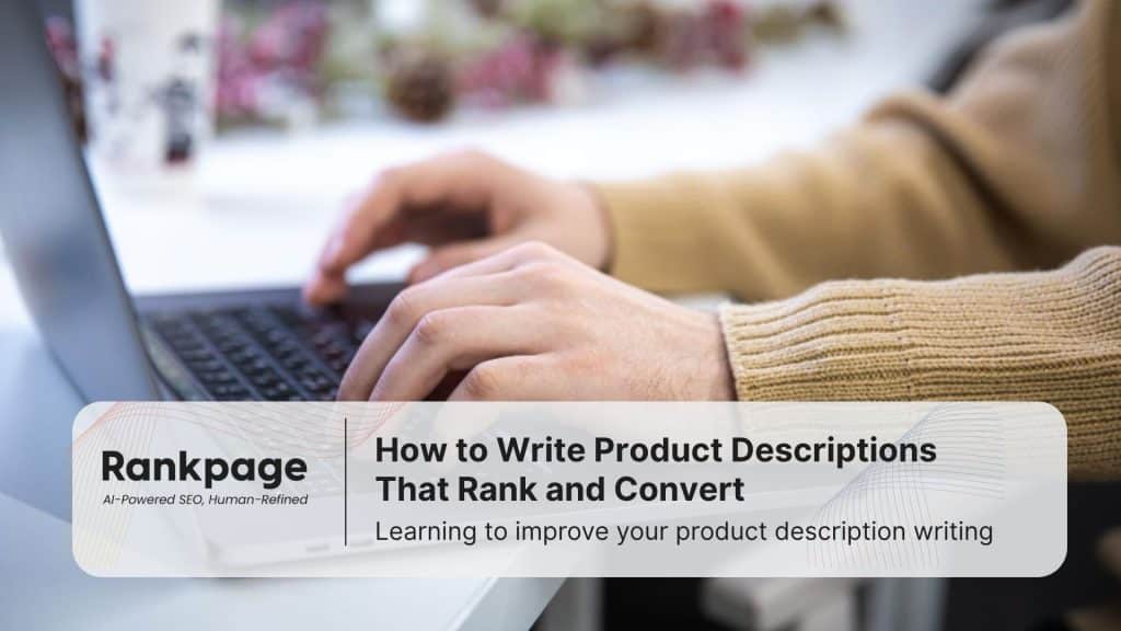 Photo of a person typing out a product description