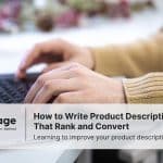 Photo of a person typing out a product description