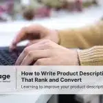 Photo of a person typing out a product description