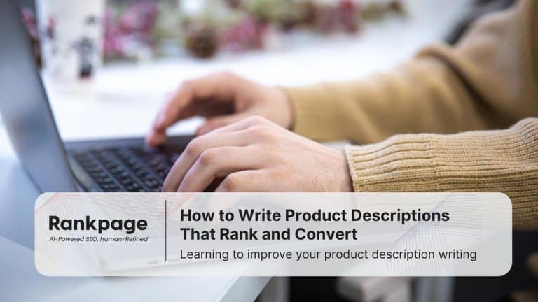 Photo of a person typing out a product description