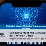 Photo of a phone with AI on the screen, representing original content that gets cited by AI